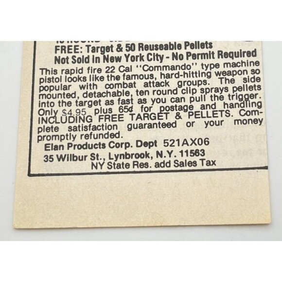 Elan Products Semi Automatic Pellet Pistol Mini Print Ad 1980 Vintage Lynnbrook - Picture 6 of 6